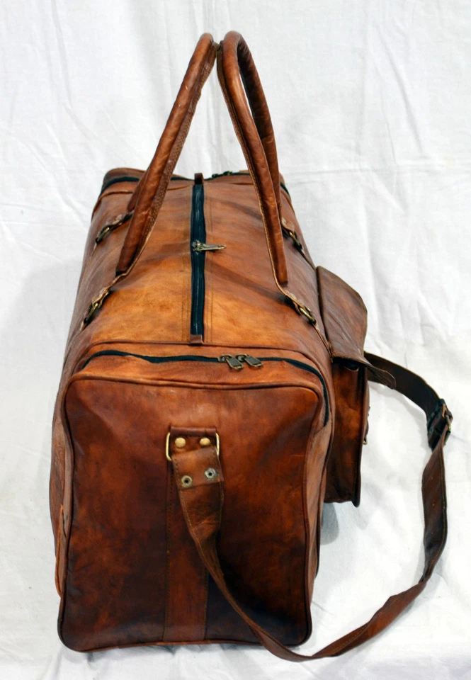 Diffrent Sizes Duffle Genuine VintageLeather Luggage Travel Gym Holdall Bag - Image 4 of 4