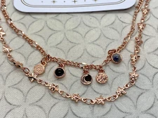 Alex And Ani Crescent Moon Multi-Charm Layered Necklace Rose Gold Tone Celestial