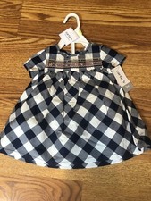 Carter's Navy/White Plaid Embroidered Dress with Navy Diaper Cover 3M NWT