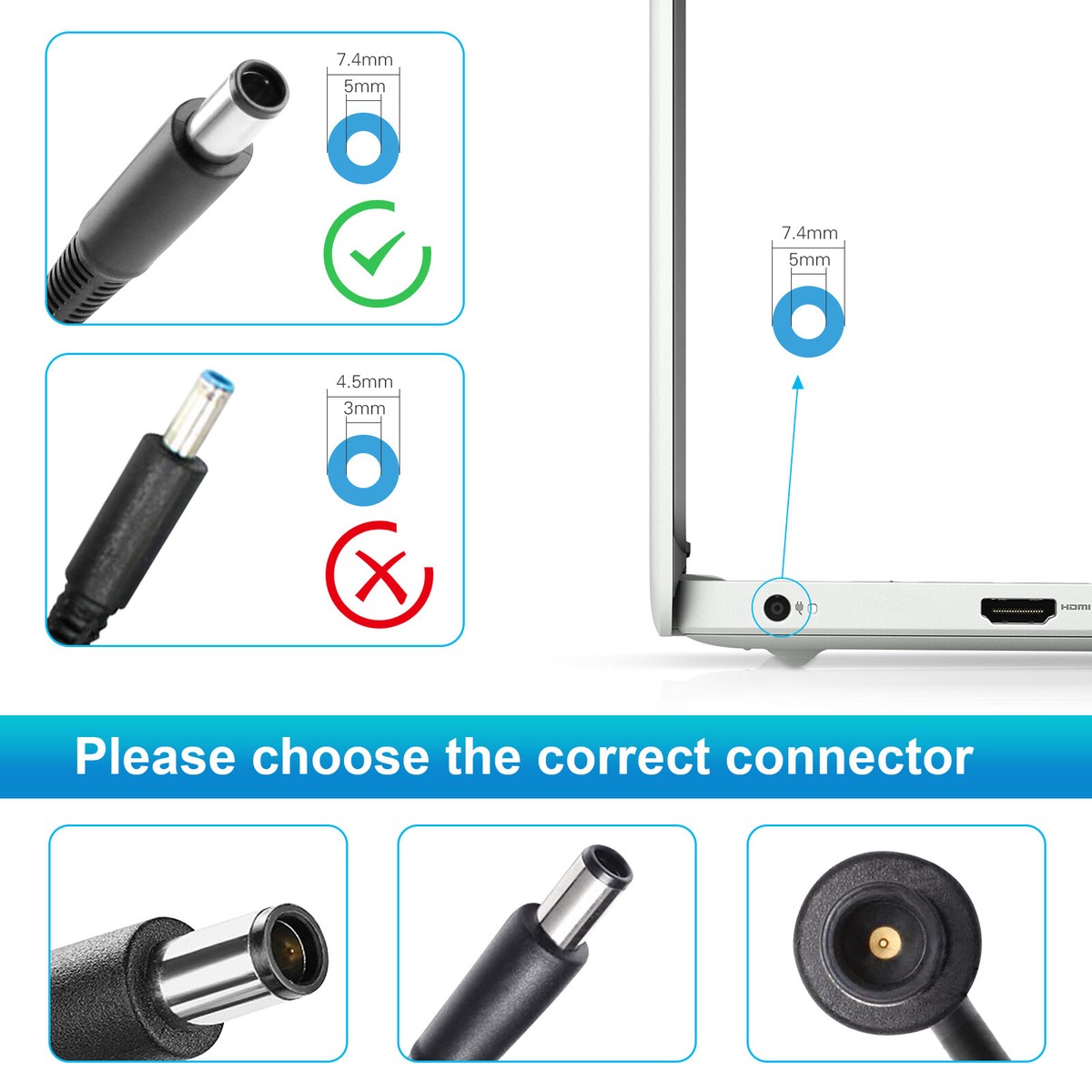 19.5V 3.34A 65W 7.4mm*5.0mm Replacement Laptop Adaptor Adapter Charger For Dell Inspiron 17R-3721, 17R-3737, 17R-4720 With UK Plug Power Cable - Foto 5