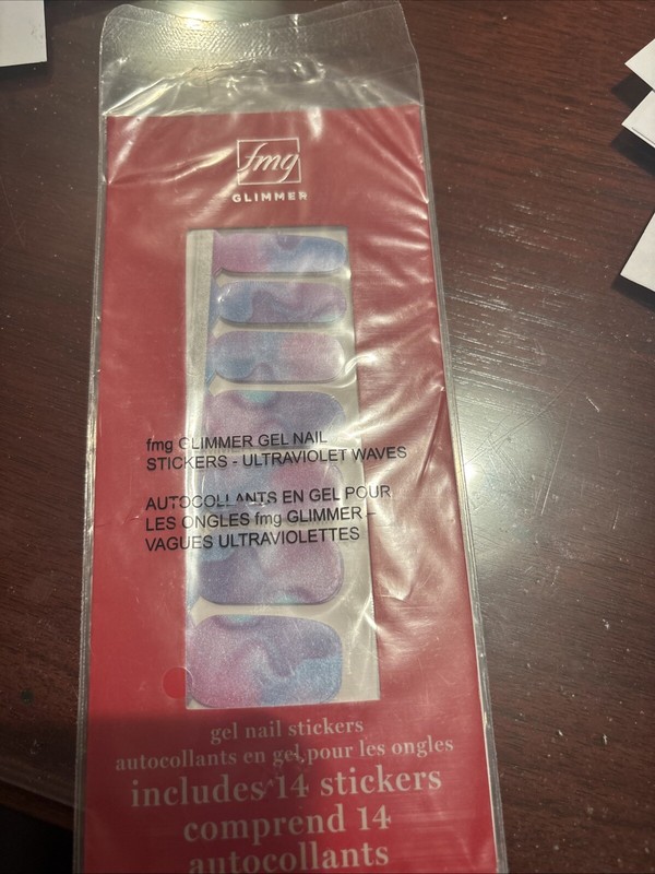 fmg Glimmer Gel Nail Stickers by Avon - Ultraviolet Waves design - NEW - sealed