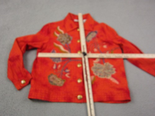 Vintage Drapers & Damons Jacket Womens Medium Orange Embroidered Chain Stitch - Picture 6 of 11