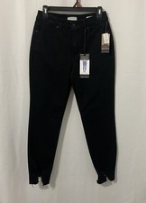 Sofia Vergara Women's Adora Black High Rise Curvy Girlfriend Jeans Chew Hem Sz 4