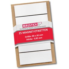 25 beschreibbare Magnet-Etiketten I 8 x 3 cm I wei&szlig;