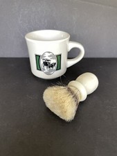 Surrey Horse Buggy Shaving Mug Set Boar Bristle Brush EUC