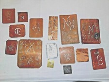  Konvolut 15 St. alte Schablonen Monogramm Wäschezeichen, Kupfer um 1900