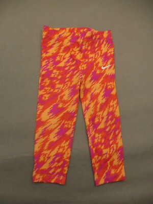 NIKE DRI-FIT Size 2T Girl Orange Stretch Pull On Performance Active Leggings 684