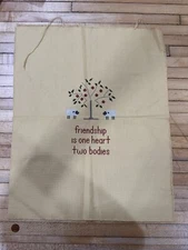 Vintage Folk Art Cross Stitch Unframed Friendship 18x14.5”