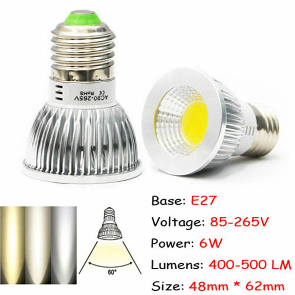 85-265V 110V 220V Dimmable MR16/GU10/E27/6W/9W/12W/LED COB-C Spot Light Bulbs  - Image 4 of 4