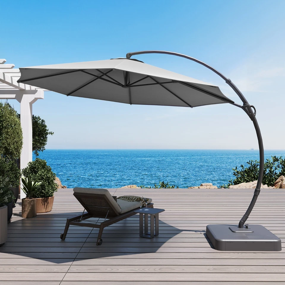 LAUSAINT HOME 11FT/12FT Deluxe Large Cantilever Patio Umbrella with Base - Image 3 of 4