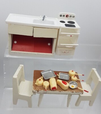 Vintage Miniature Dolls House Lundby, Barton Kitchen set with