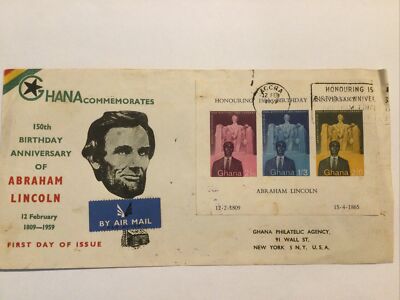 Stamps FDC 1959 Ghana 150th Birthday Anniversary Of Abraham Lincoln | eBay