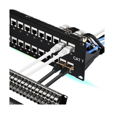 Rapink Patch Panel 48 Port Cat7 with Inline Keystone 10G Support, Coupler Pat...