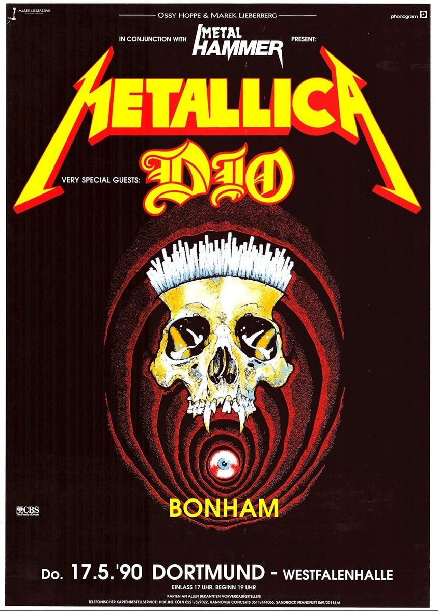 Vintage 1990 Metallica Dio Bonham Metal Hammer Germany Concert