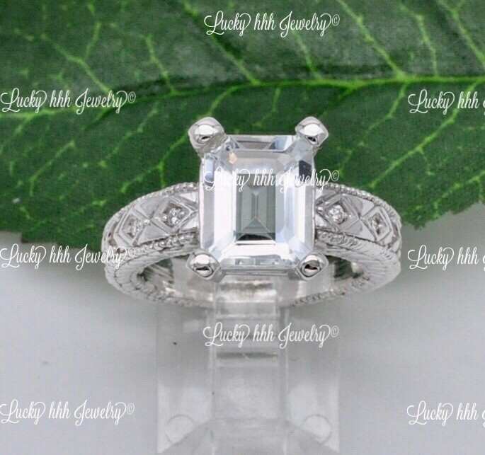 14k Solid White Gold Cocktail  Aquamarine Natural Diamond Ring