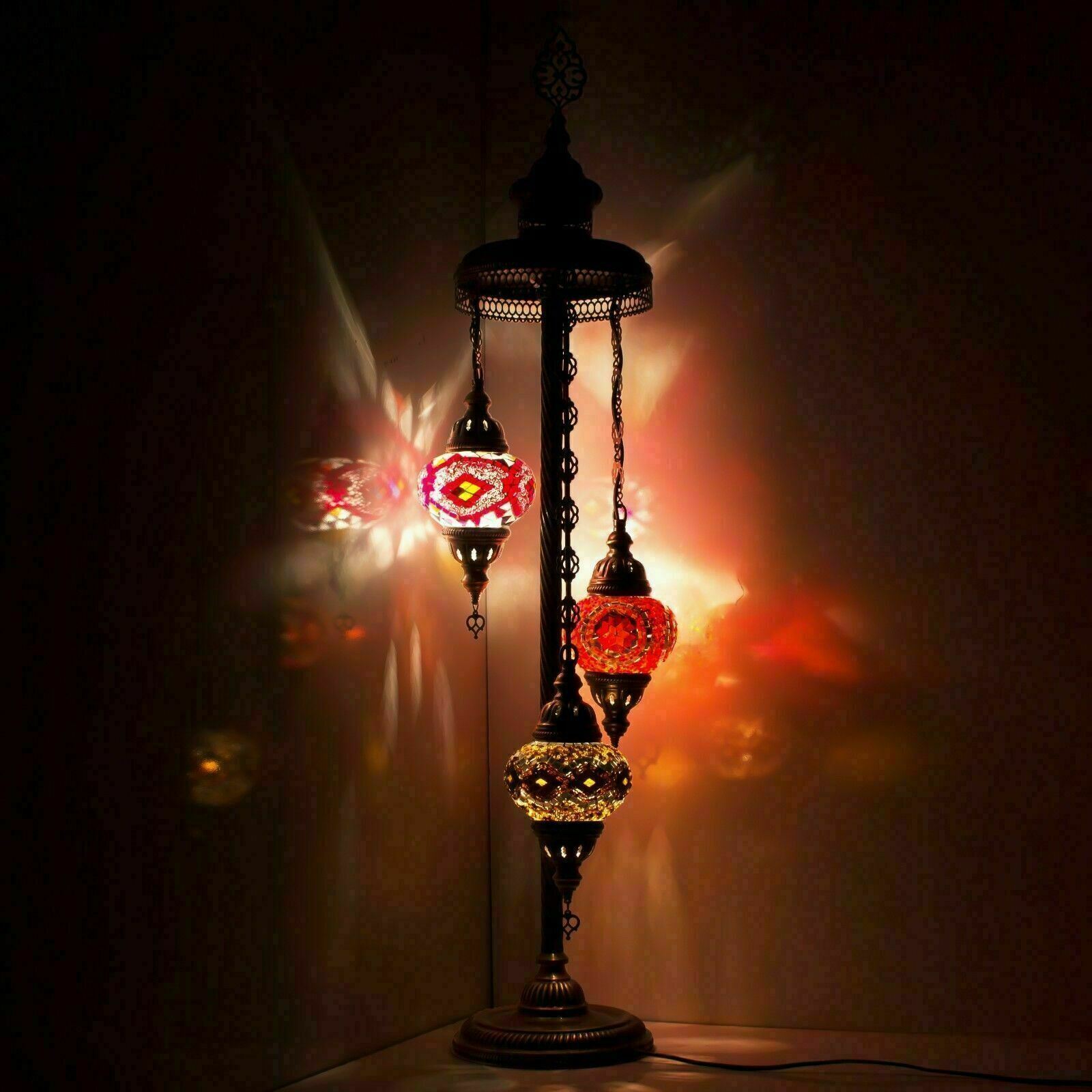 Lampe de sol turque lumière fait main mosaïque colorée 3 grand Globe