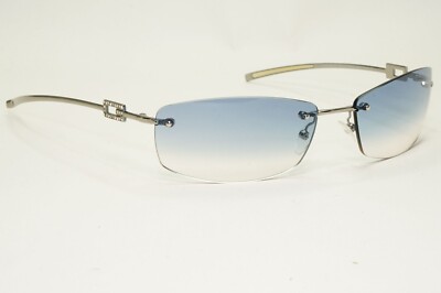 Gucci Sunglasses 1997 Vintage Rimless Silver Blue GG 1784/STRASS