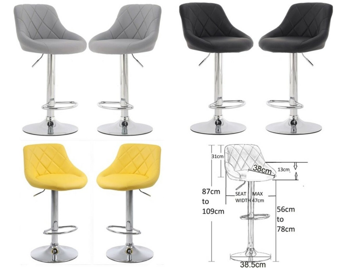 x MILAN Bar Stools Faux Leather, Black Grey Yellow Kitchen - Main Image