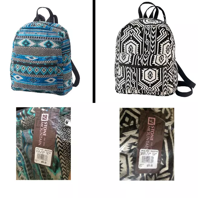 Stone Mountain Mid Size Southwestern Print Backpack Choice of Teal or B W Print