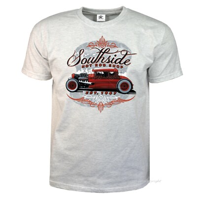 T-Shirt Hot Rod Auto v8 US-Car USA Rockabilly Style 50s Old School *1283 ash