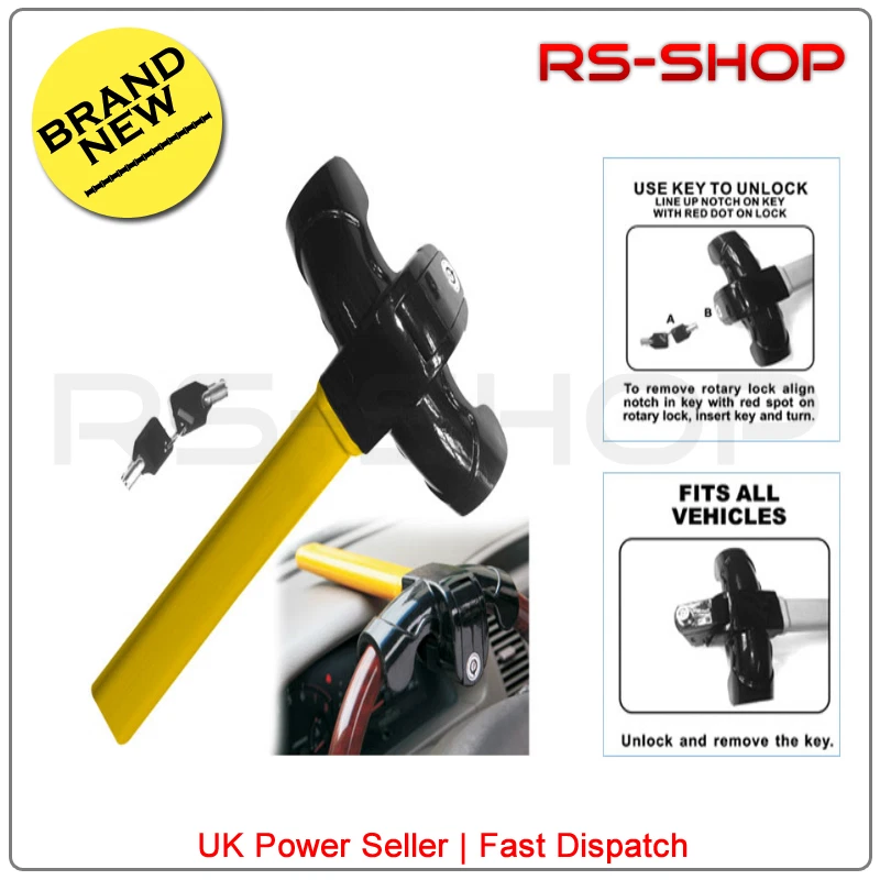 Blocco Volante Antifurto Auto Furgone Sicurezza Rotante -Alta Visibilità