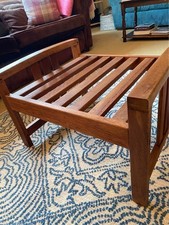 Vintage Teak Slatted Footstool / Low Bench | Mid-Century Danish Style