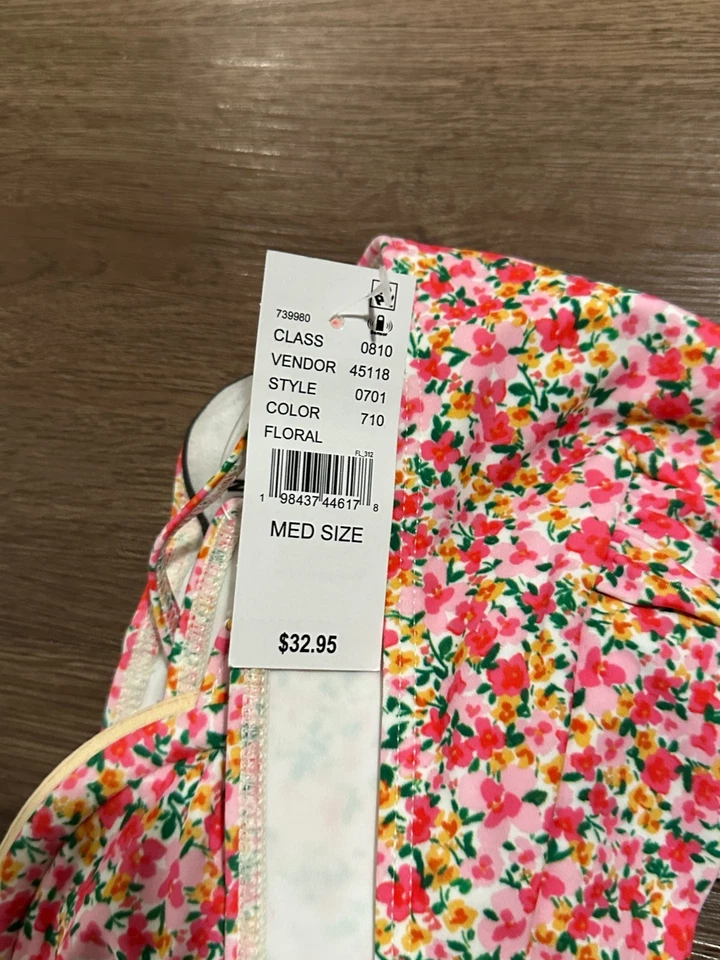 Conjunto de bikini traje de baño rosa Pacsun para mujer mediano Ditsy con aros reunidos nuevo con etiquetas Foto 3 de 4