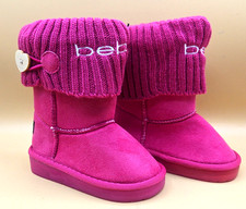 Bebe Girls Pink Toddler Boots SIZE 9 Warm Cable Knit Pull-on Mid Calf BRAND NEW