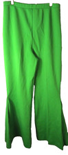 VTG Women's 70s PYKOTTOS Disco Pants Wide Legs 15" Bell Bottom Lime Green Sz XS