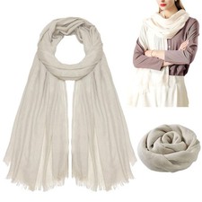 Women Summer Linen Scarf Long Large Lightweight Breathable Wrap Shawls beige