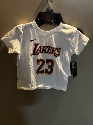 Los Angeles Lakers White Nike T Shirt NBA LeBron James #23 Kids Small