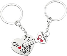 Heart Keychain Couple, Matching Couple Heart Keychains Decor Set 2PCS, Valentine