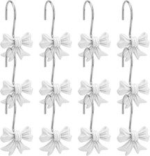 12pcs Bow Knot Shower Curtain Hooks, Decorative Bathroom Bow Hangers Cute Metal