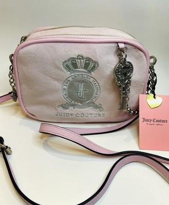 NWT Juicy Couture Classic Juicy Lover Crossbody - Chiffon Pink Velour