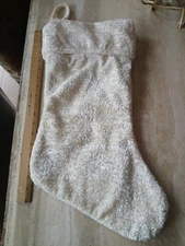 Glitzhome 21-inch White Plush Christmas Stocking