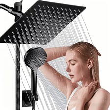 Shower Head with Handheld Spray High Pressure 8 in Rain Shower Head Combo Black