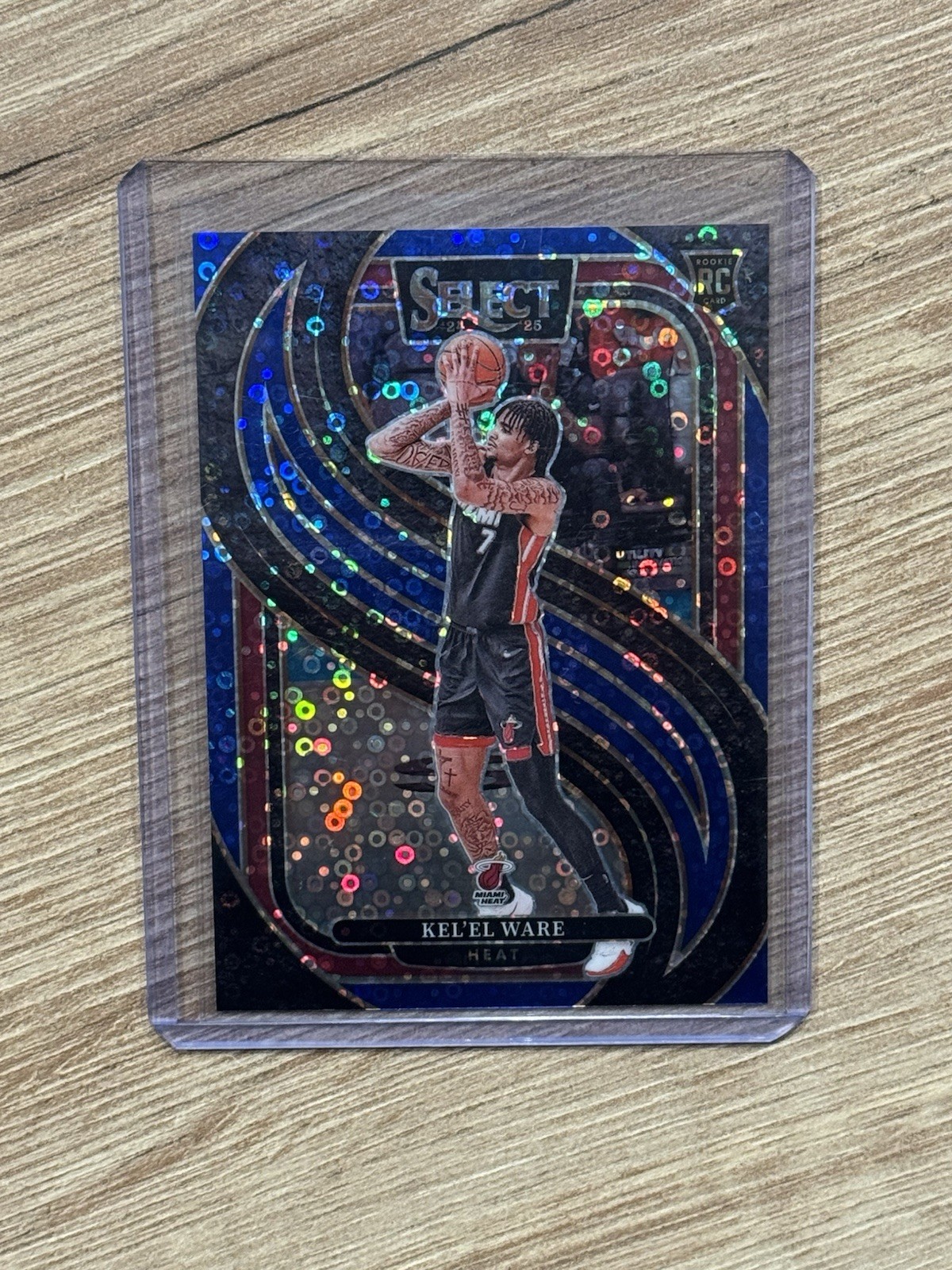 2024-25 Select Kel’El Ware Premier Level Blue Disco Prizm RC /25 Miami Heat #191