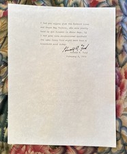 Gerald R. Ford Signed Typed Quote Excellent Condition 8.5x11”