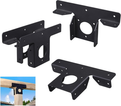 4Pcs Heavy Duty Pergola Corner Brackets Extension 3-Way T Brackets for 4X4 (Actu