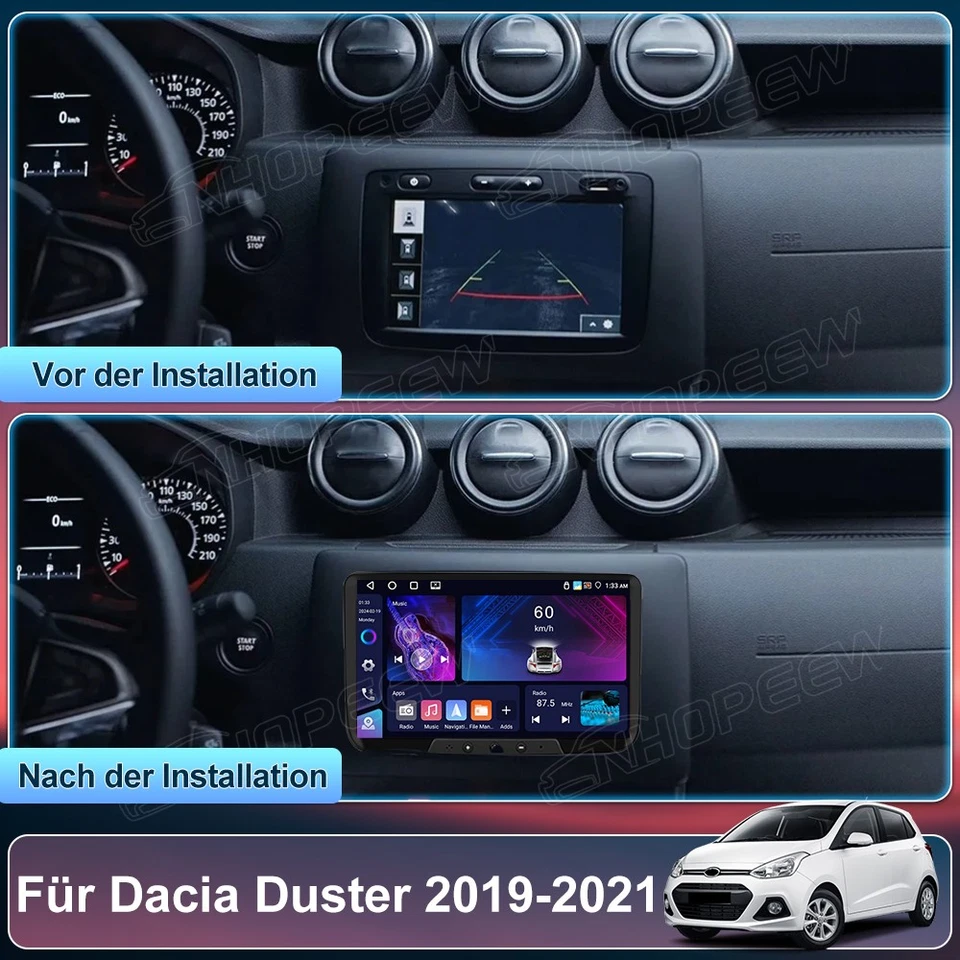 4+64GB Android 15 Apple Carplay Autoradio GPS Navi BT Für Dacia Duster 2019-2021 - Bild 2 von 4