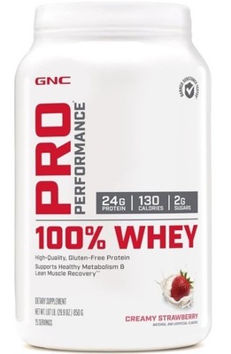 GNC Pro Performance 100% Whey - Creamy Strawberry (25 Servings) 06/26+ Exp.