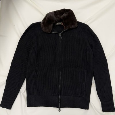 LORO PIANA ALPE BOMBER JUMPER MENS SIZE LARGE 54 BABY CASHMERE FULL ZIP BLACK