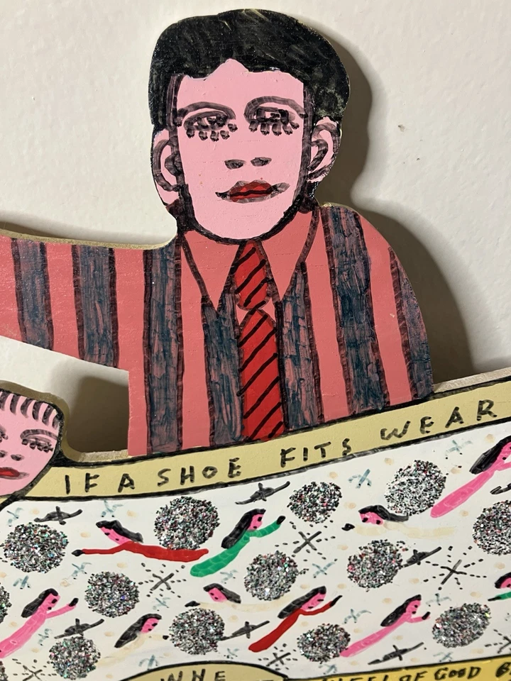 Howard Finster original "Nunca vi a una persona que no amé" Finister in a Shoe Foto 2 de 4