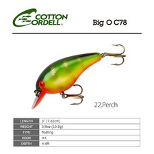 Big O Cotton Cordel C78 Floating Fishing Lure 7.62cm (3in) 10.5g Perch