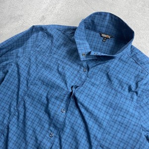 Kerrits Womens 1X Blue Plaid Snap Front Long Sleeve Equestrian Tech Shirt 11329