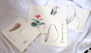 Lot Asian Rice Paper Ink Prints Chinese Botanical Landscape Art Various Sizes