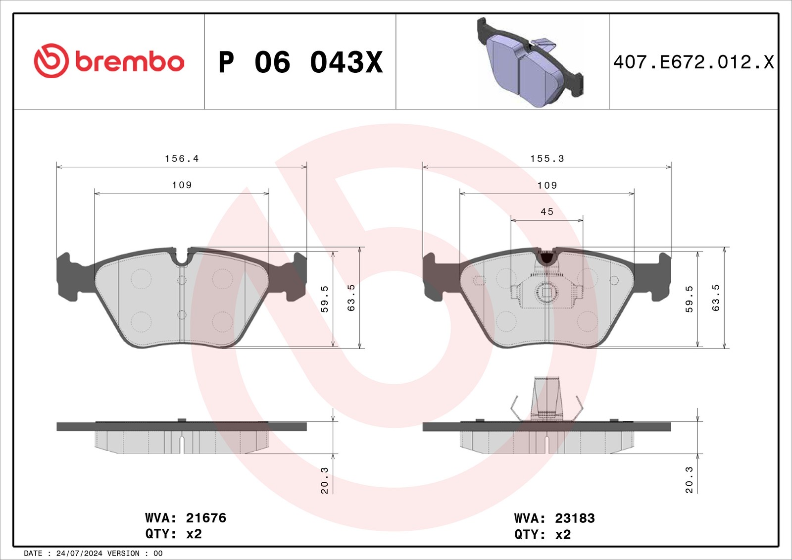 Für BREMBO P 06 043X HAM PADS. FRONT GR20,0 XTRA FRONT Teves BMW/MG/ROVER/WIESM - Bild 5
