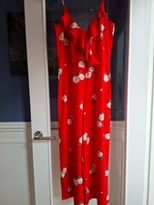 Divided pretty red floral sundress-culottes. Size 8. Hardly worn.
