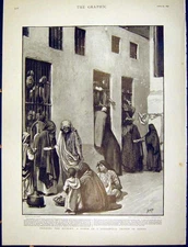Original Old Antique Print Feeding Hungry Scene Provincial Prison Egypt 1898