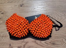 Sexy Nieten BH Damen Unterwäsche Spikes Dessous neonorange Party Gogo hot Gr. 36
